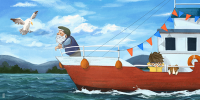 sea-sail-boat-boy-dog-blue-sky-jpg