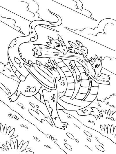 hydra-dragon-coloring-colouring-pages-magical-mythical-creatures-cute-kidsbooks-workbooks-lineart-blackandwhite-michellesimpson-jpg