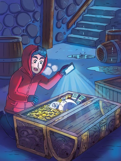 man-finding-treasure-in-a-spooky-mysterious-cellar