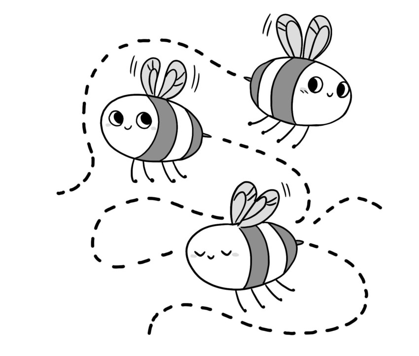 Cute Bumble Bees  Flying around: activity book, work book art