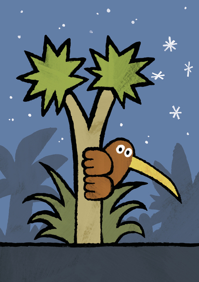 kiwi-hiding-behind-tree