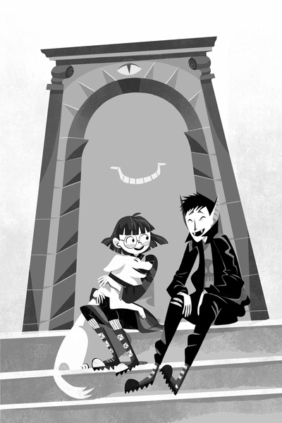 agenziamostrocasa-middlegrade-girl-glasses-dog-labrador-vampire-boy-punk-monument-door-jpg