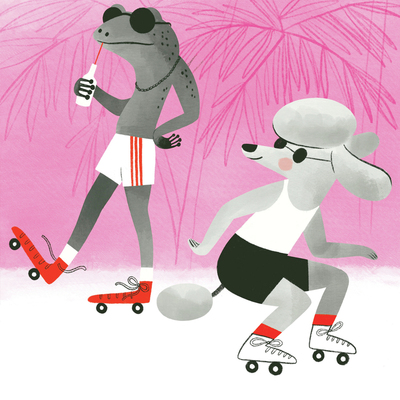 ah23-30-roller-skates-retro-friends-dog-frog-animals-funny-jpg