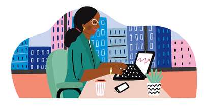 adhd-online-spot-illustration-woman-in-workplace-mental-health-advocate-art-jpg