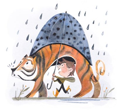 boy-tiger-walking-umbrella