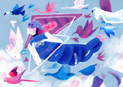 flying-birds-adventure-clouds-sky-pink-blue-animals