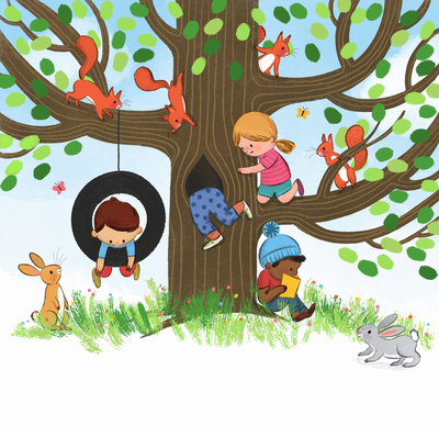 ah-children-tree-friends-squirrels-rabbits-butterflies-flowers-playing-swing-jpg