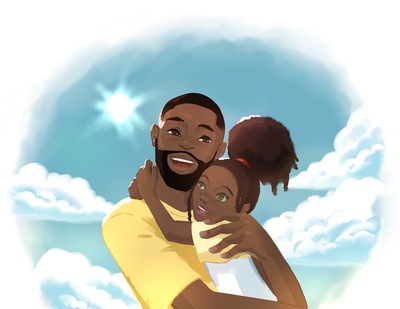 a-father-s-love-inside-title-page-olivia-smith-h-father-daughter-hug-sunny-afro-puff-brown-skin-children-s-book-page-clouds-hazel-eyes-beard-vignette-jpg