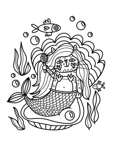 mermaid-cat-colouring-in