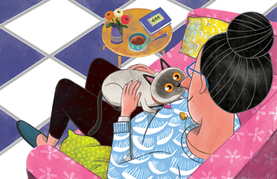 cat-adoption-woman-mom-home-sweet-love-pet-animal-flowers-coffee