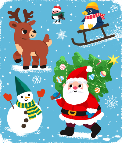 christma-santa-holidays-snow-winter-reindeer-sleighs-snowman-ornaments-festive-cold