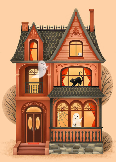 haunted-house-cute-ghosts-orange-jpg