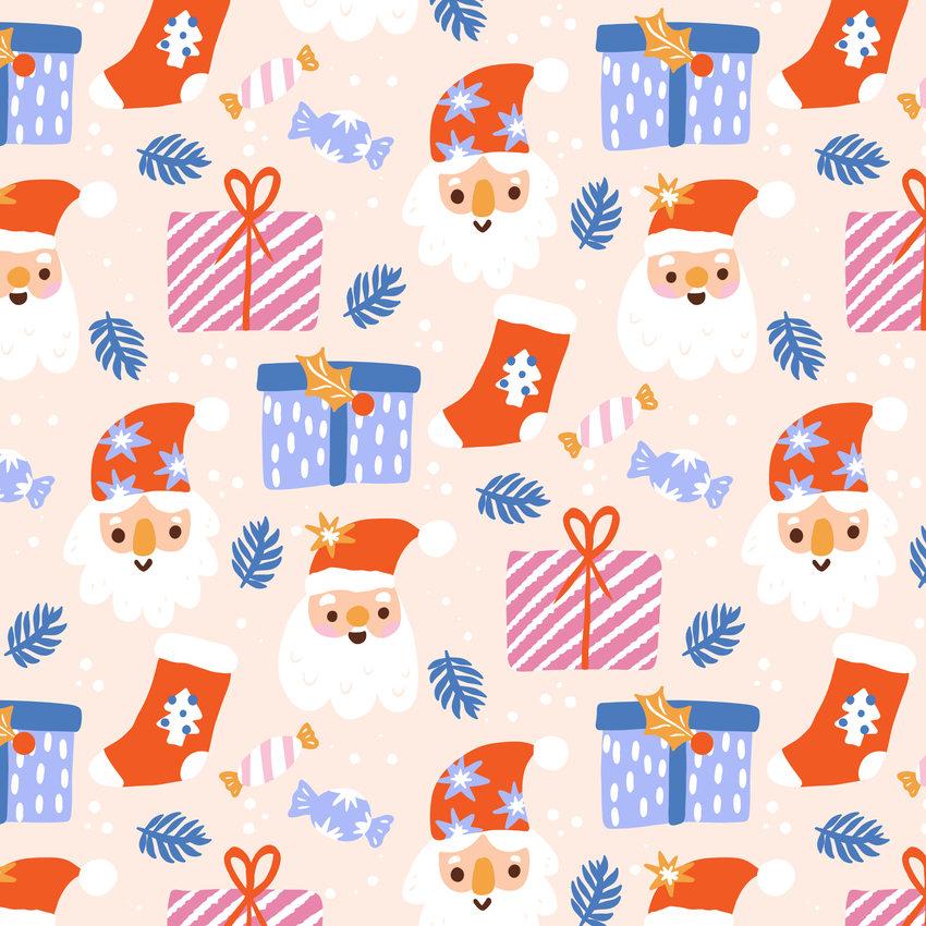 Christmas_pattern_Santa_holidays_presents_gifts_holly_sock_candy_festive