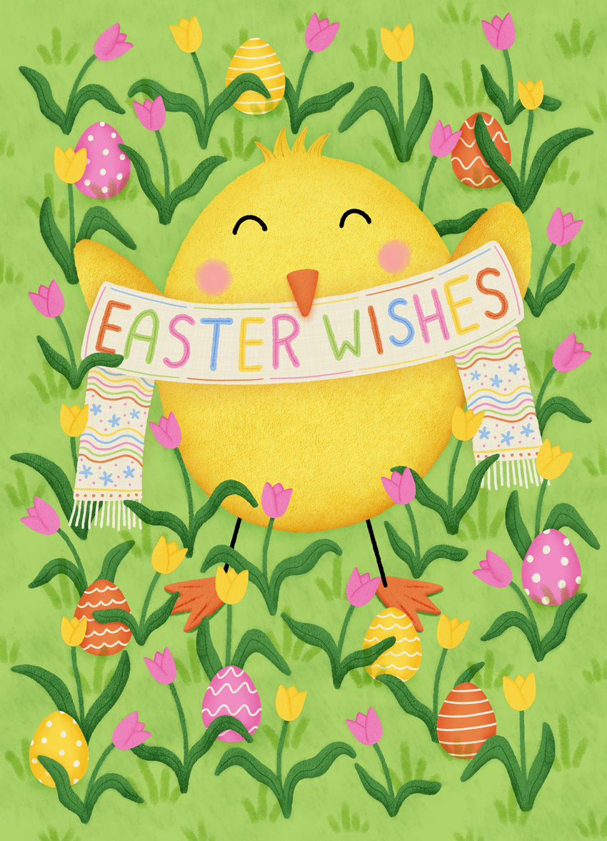 Easter, tulips, eggs, chick