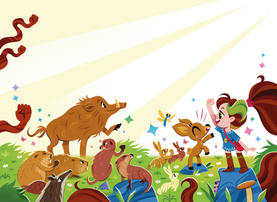 animals-forest-deer-kid-happy-colleagues-spread