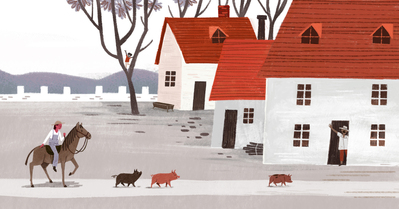 pigs-horse-horseman-village-countryside-hhouses-animals-jpg