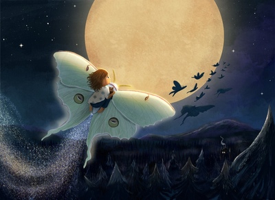 magical-nightscene-luna-moth-boy-moon-forest-jpg